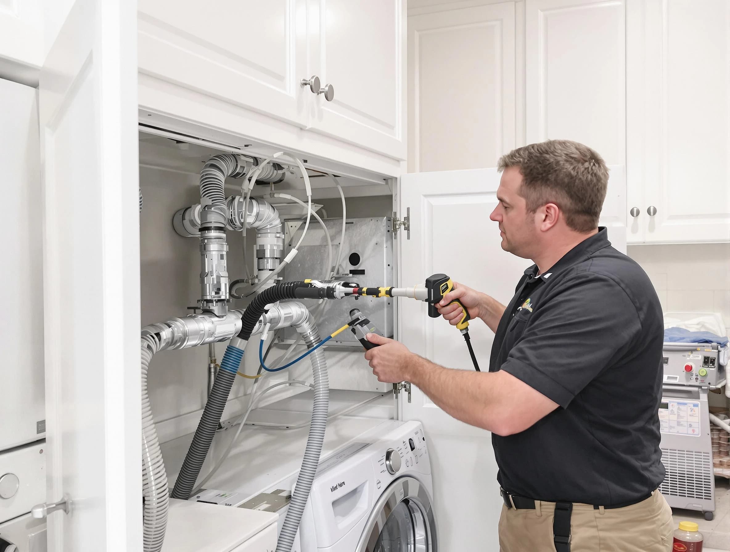 Meadow Lake Dryer Vent Cleaning professional removing severe blockage from a clogged dryer vent in Meadow Lake