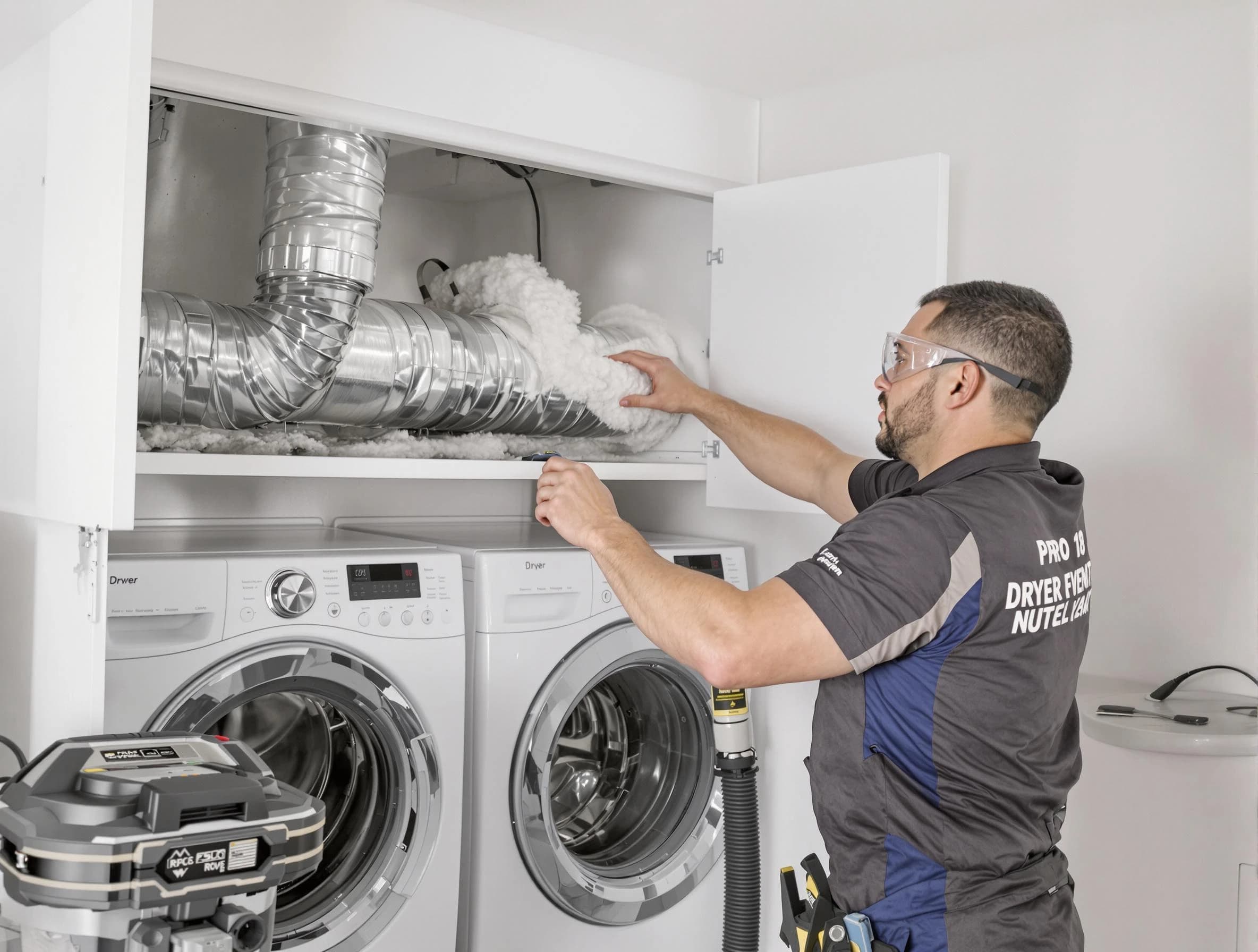 Meadow Lake Dryer Vent Cleaning certified technician performing specialized gas dryer vent cleaning in Meadow Lake