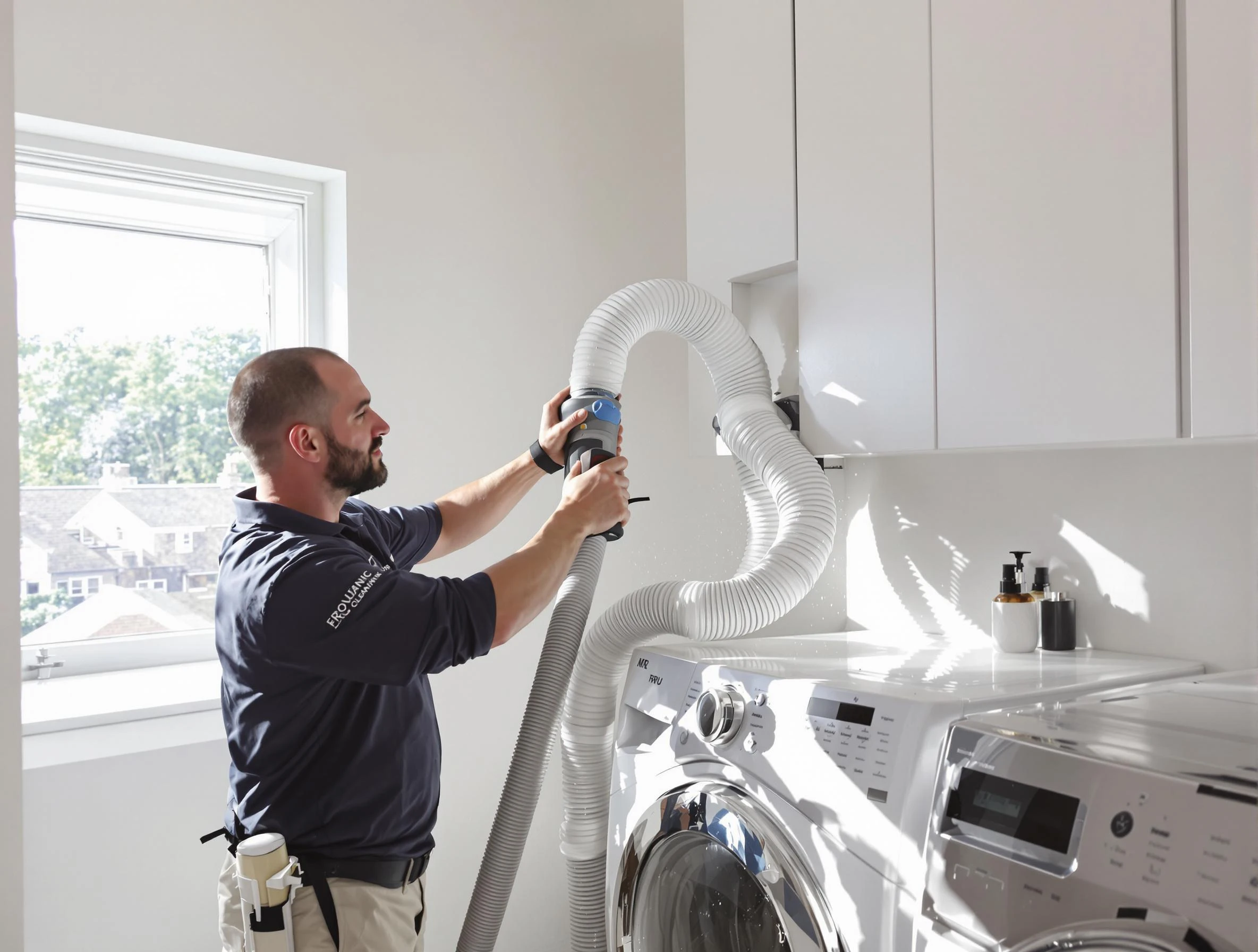 Certified Meadow Lake Dryer Vent Cleaning technician performing dryer vent cleaning in Meadow Lake